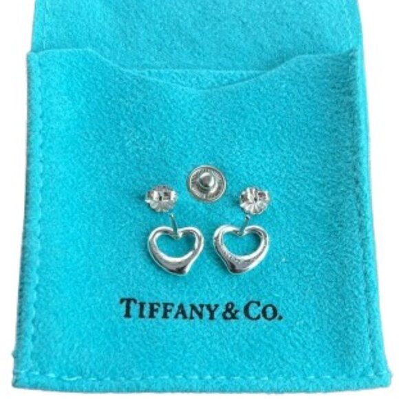 Tiffany & Co. Elsa Peretti Sterling Silver Open Heart 11mm Earrings - LNC - Picture 3 of 4